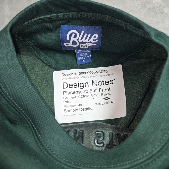 Michigan State Spartans Sweater Mens Large Embossed Logo Green NCAA Crewneck New - Picture 4 of 6